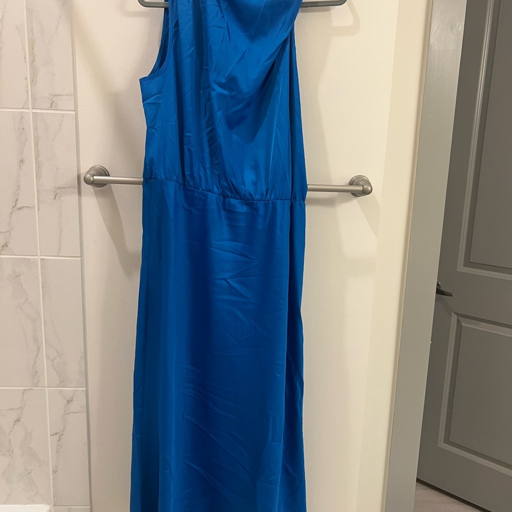 Amazon Blue One Shoulder Sheath Dress Cocktail